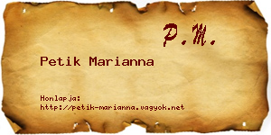 Petik Marianna névjegykártya